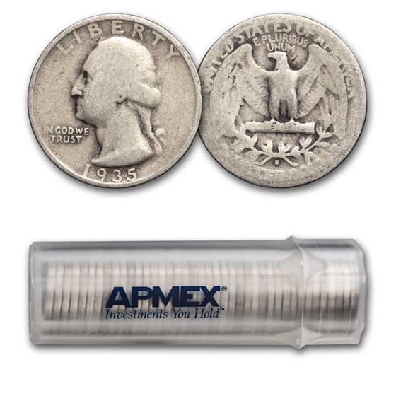 1935-S Washington Quarter 40-Coin Roll Avg Circ 1935-S Washington Quarter 40-Coin Roll Avg Circ