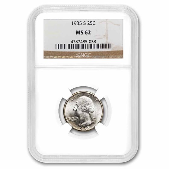 1935-S Washington Quarter MS-62 NGC 1935-S Washington Quarter MS-62 NGC