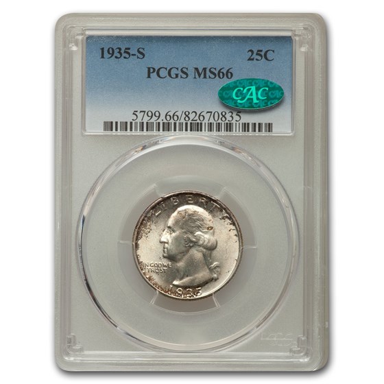 1935-S Washington Quarter MS-66 PCGS CAC 1935-S Washington Quarter MS-66 PCGS CAC