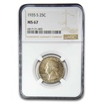 1935-S Washington Quarter MS-67 NGC