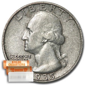 1935 Washington Quarter 40-Coin Roll Avg Circ 1935 Washington Quarter 40-Coin Roll Avg Circ