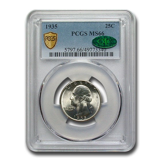 1935 Washington Quarter MS-66 PCGS CAC 1935 Washington Quarter MS-66 PCGS CAC