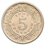 1936-1942 Mexico Copper-Nickel 5 Centavos AU/BU
