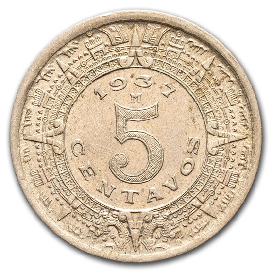 1936-1942 Mexico Copper-Nickel 5 Centavos AU/BU 1936-1942 Mexico Copper-Nickel 5 Centavos AU/BU