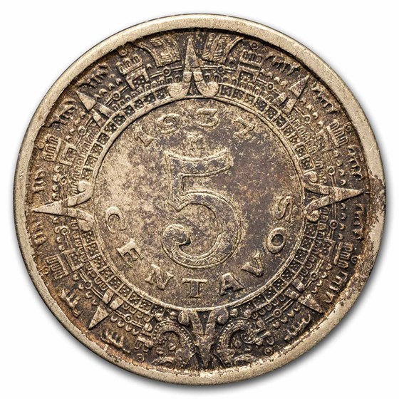1936-1942 Mexico Copper-Nickel 5 Centavos Avg Circ 1936-1942 Mexico Copper-Nickel 5 Centavos Avg Circ