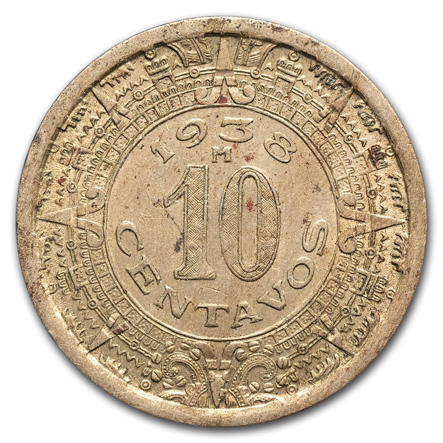 1936-1946 Mexico Copper-Nickel 10 Centavos AU/BU