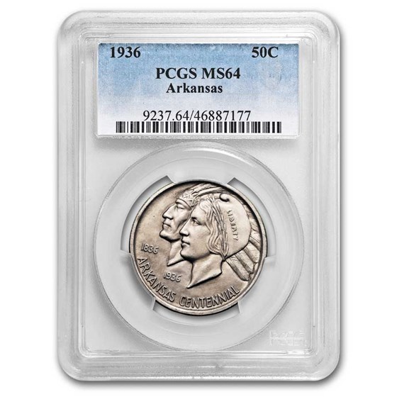 1936 Arkansas Centennial Commemorative Half Dollar MS-64 PCGS 1936 Arkansas Centennial Commemorative Half Dollar MS-64 PCGS