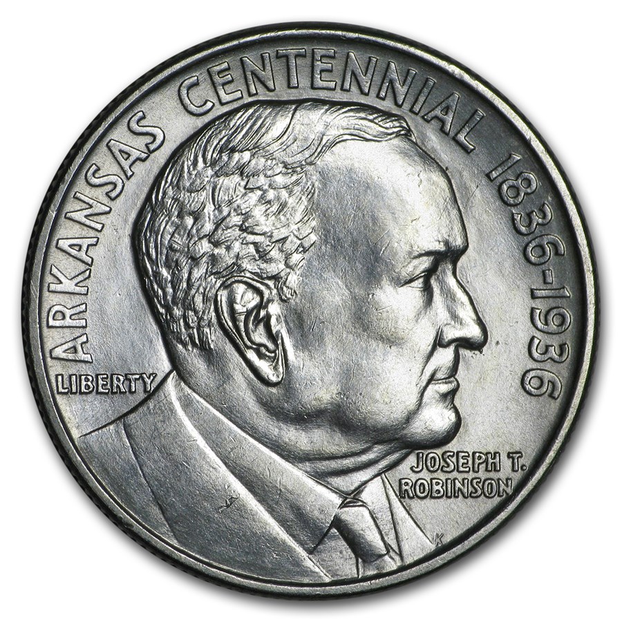 1936 Arkansas Centennial Robinson Half Commemorative AU