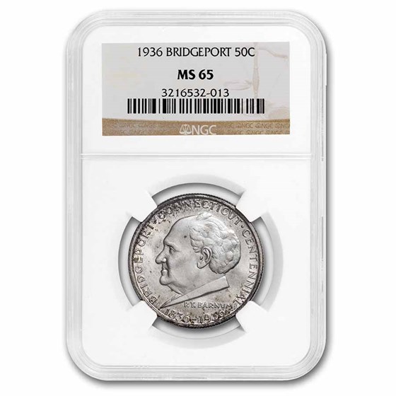 1936 Bridgeport, Connecticut Half Dollar Commem MS-65 NGC