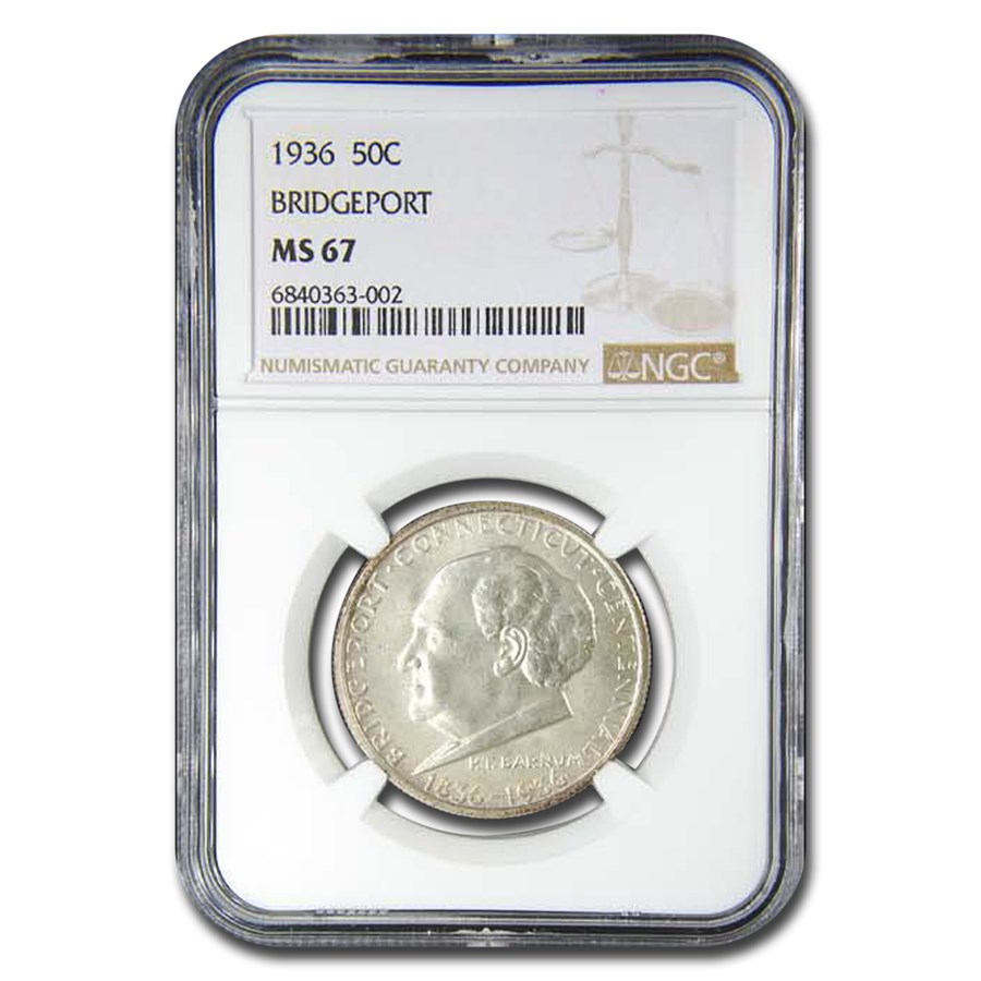 1936 Bridgeport Connecticut Half Dollar Commem MS-67 NGC