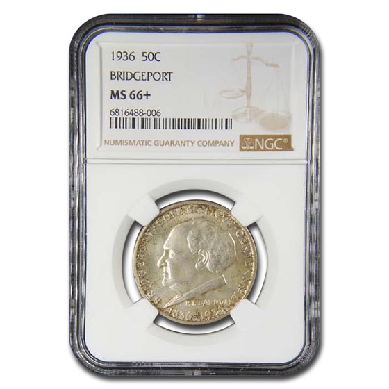 1936 Bridgeport, Connecticut Half Dollar MS-66+ NGC 1936 Bridgeport, Connecticut Half Dollar MS-66+ NGC