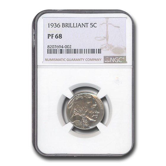 1936 Buffalo Nickel PF-68 NGC (Brilliant) 1936 Buffalo Nickel PF-68 NGC (Brilliant)