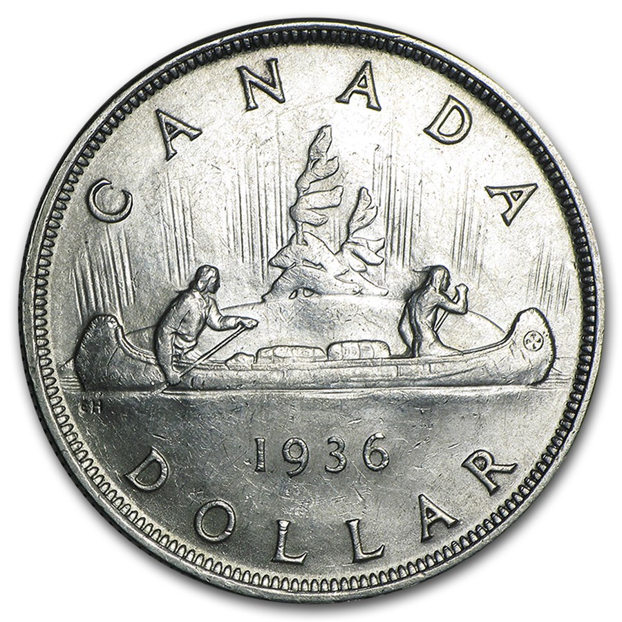 1936 Canada Silver Dollar George V BU
