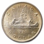 1936 Canada Silver Dollar George V MS-63 ICCS