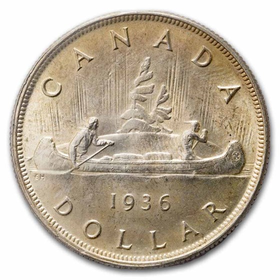 1936 Canada Silver Dollar George V MS-63 ICCS