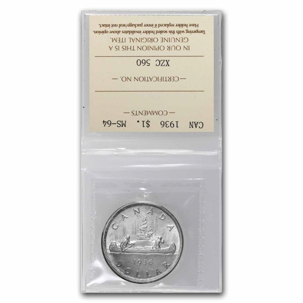 Buy 1936 Canada Silver Dollar George V MS-64 ICCS | APMEX