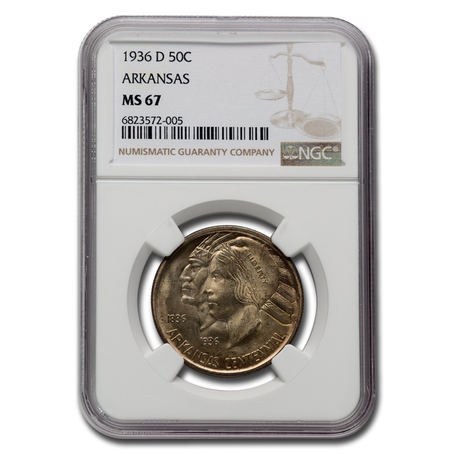 1936-D Arkansas Centennial Commemorative Half Dollar MS-67 NGC
