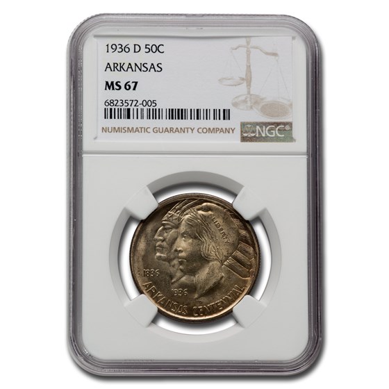 1936-D Arkansas Centennial Commemorative Half Dollar MS-67 NGC 1936-D Arkansas Centennial Commemorative Half Dollar MS-67 NGC