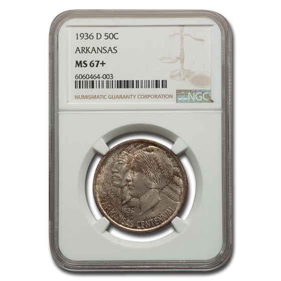 1936-D Arkansas Centennial Commemorative Half Dollar MS-67+ NGC 1936-D Arkansas Centennial Commemorative Half Dollar MS-67+ NGC