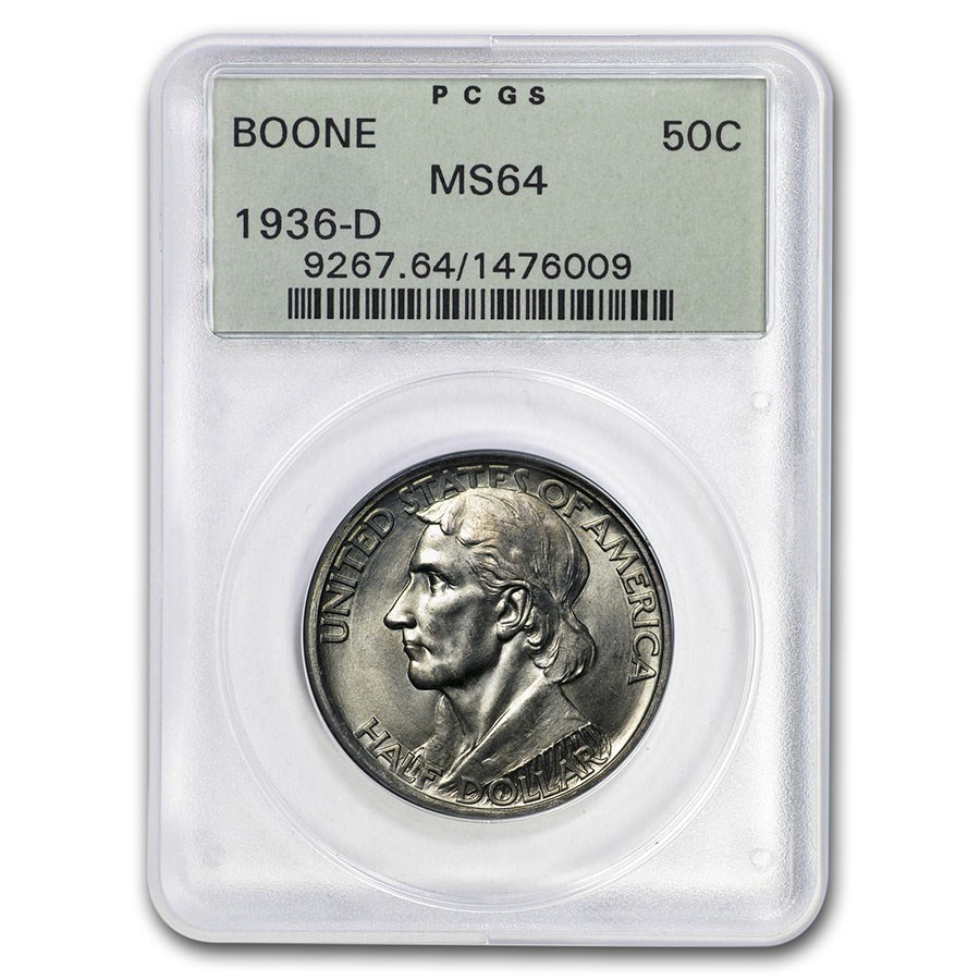 1936-D Boone Half Dollar Commem MS-64 PCGS