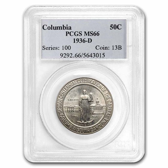 1936-D Columbia, SC Half Dollar MS-66 PCGS 1936-D Columbia, SC Half Dollar MS-66 PCGS