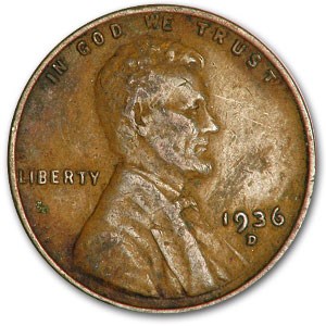1936-D Lincoln Cent Fine+ 1936-D Lincoln Cent Fine+