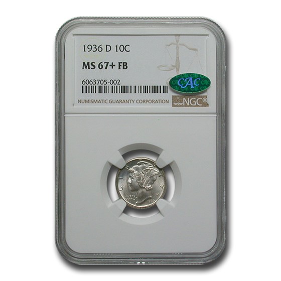 1936-D Mercury Dime MS-67+ NGC CAC (FB) 1936-D Mercury Dime MS-67+ NGC CAC (FB)
