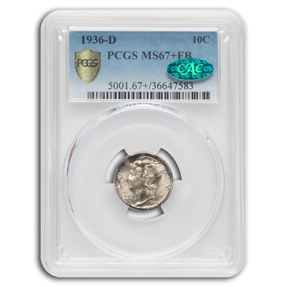 1936-D Mercury Dime MS-67+ PCGS CAC (FB) 1936-D Mercury Dime MS-67+ PCGS CAC (FB)