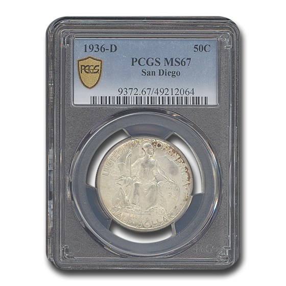 1936-D San Diego Half Dollar MS-67 PCGS 1936-D San Diego Half Dollar MS-67 PCGS