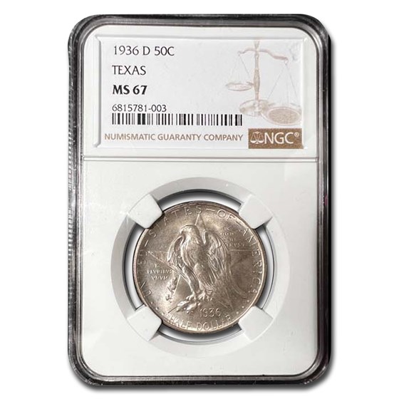1936-D Texas Centennial Commemorative Half Dollar MS-67 NGC 1936-D Texas Centennial Commemorative Half Dollar MS-67 NGC