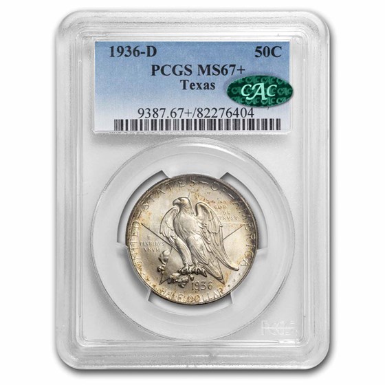 1936-D Texas Independence Centennial Half Dollar MS-67+ PCGS CAC 1936-D Texas Independence Centennial Half Dollar MS-67+ PCGS CAC