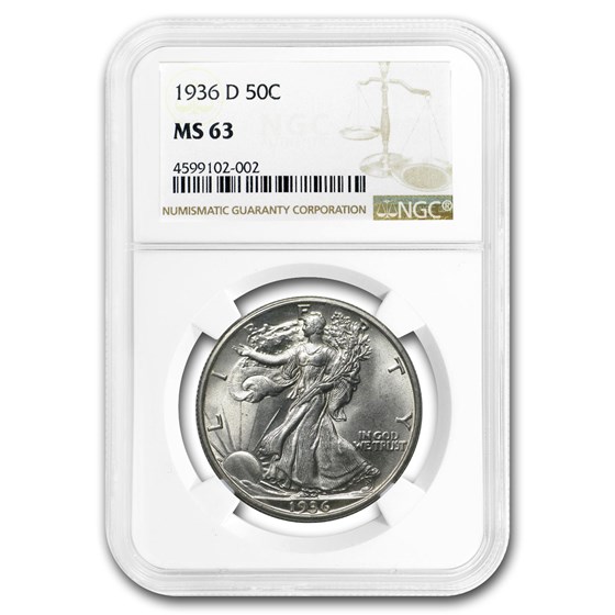 1936-D Walking Liberty Half Dollar MS-63 NGC 1936-D Walking Liberty Half Dollar MS-63 NGC