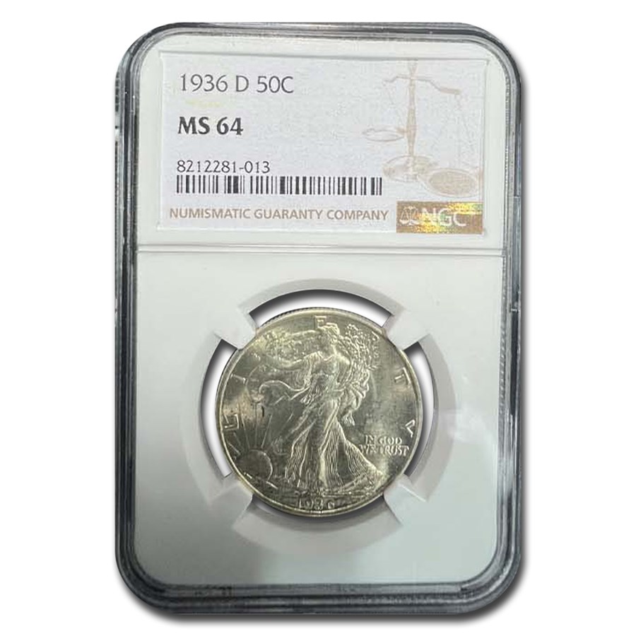 1936-D Walking Liberty Half Dollar MS-64 NGC