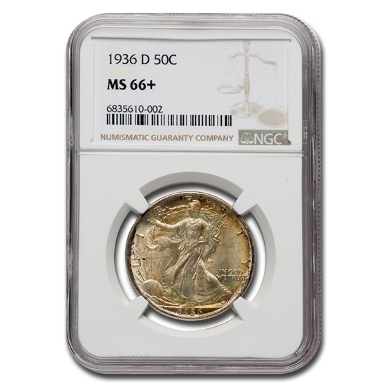 1936-D Walking Liberty Half Dollar MS-66+ NGC 1936-D Walking Liberty Half Dollar MS-66+ NGC