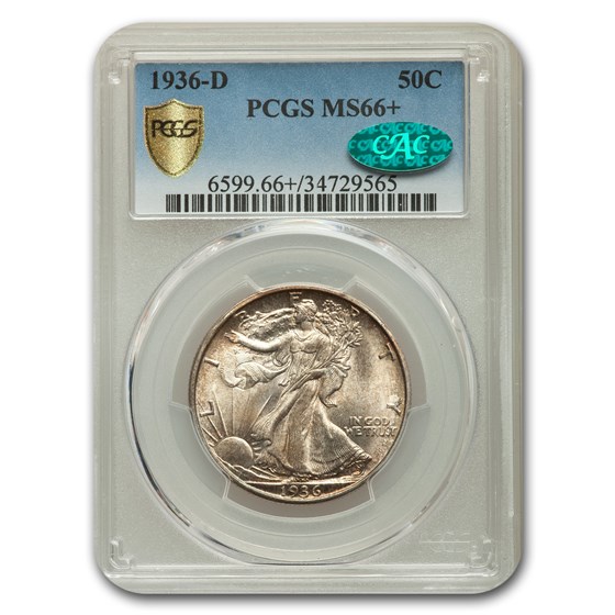 1936-D Walking Liberty Half Dollar MS-66+ PCGS CAC 1936-D Walking Liberty Half Dollar MS-66+ PCGS CAC