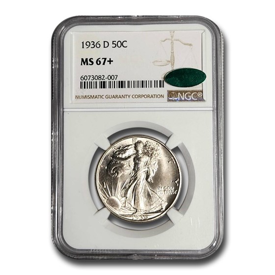 1936-D Walking Liberty Half Dollar MS-67+ NGC CAC 1936-D Walking Liberty Half Dollar MS-67+ NGC CAC