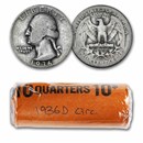 1936-D Washington Quarter 40-Coin Roll Avg Circ
