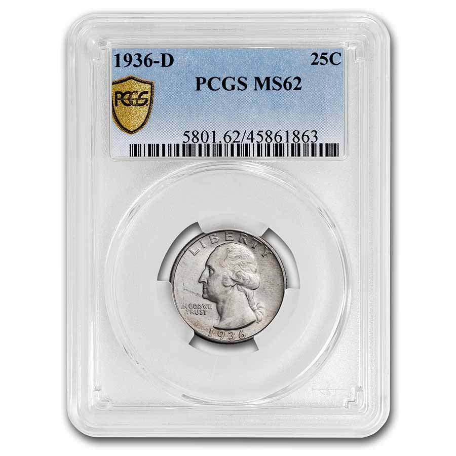 1936-D Washington Quarter MS-62 PCGS