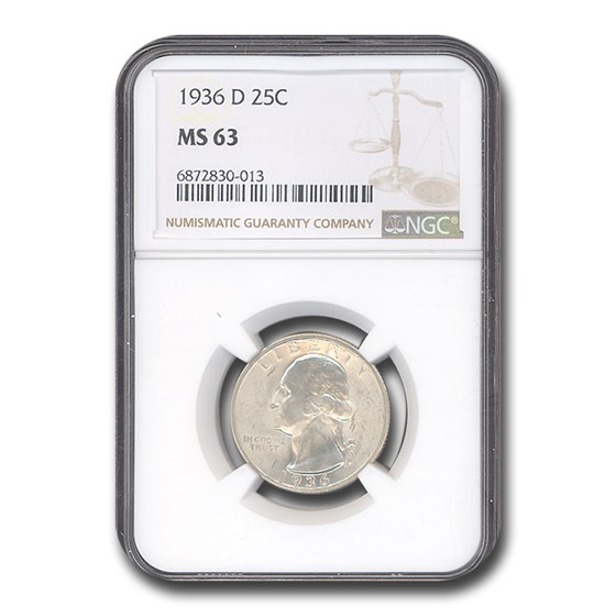 1936-D Washington Quarter MS-63 NGC 1936-D Washington Quarter MS-63 NGC