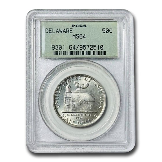 1936 Delaware Tercentenary Half Dollar MS-64 PCGS 1936 Delaware Tercentenary Half Dollar MS-64 PCGS