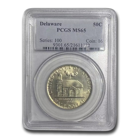 1936 Delaware Tercentenary Half Dollar MS-65 PCGS 1936 Delaware Tercentenary Half Dollar MS-65 PCGS