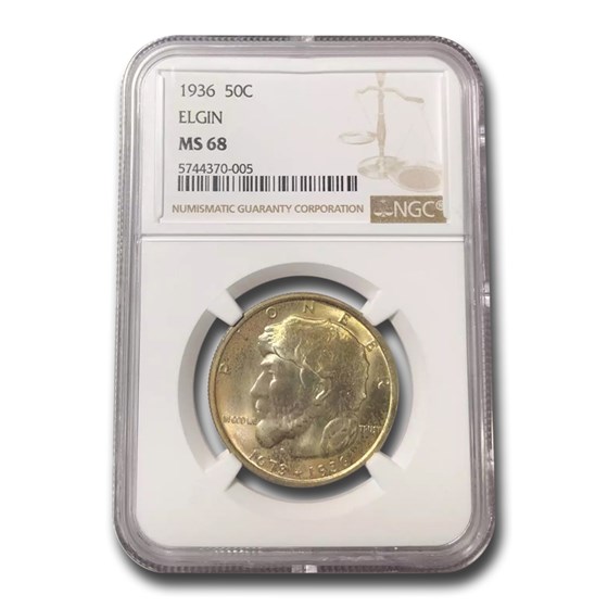 1936 Elgin, Illinois Centennial Half Dollar Commem MS-68 NGC 1936 Elgin, Illinois Centennial Half Dollar Commem MS-68 NGC