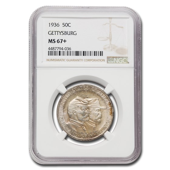 1936 Gettysburg Commemorative Half Dollar MS-67+ NGC 1936 Gettysburg Commemorative Half Dollar MS-67+ NGC