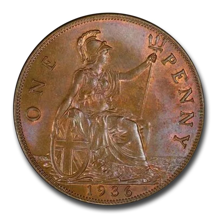 1936 Great Britain Penny George V MS-64 PCGS (Brown)