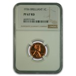 1936 Lincoln Cent PF-67 NGC (Red, Brilliant)