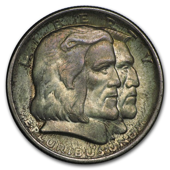1936 Long Island Tercentenary Half Commem BU (Original Toning)