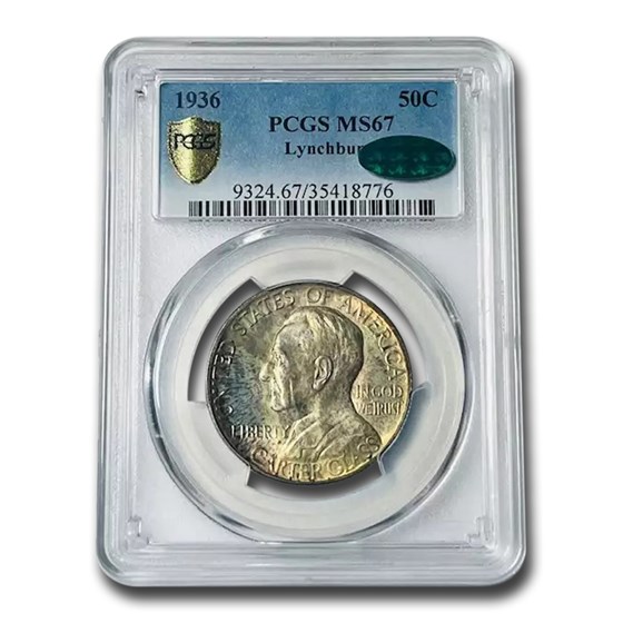 1936 Lynchburg Sesquicentennial Half MS-67 PCGS CAC 1936 Lynchburg Sesquicentennial Half MS-67 PCGS CAC