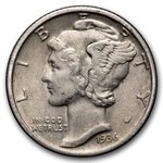 1936 Mercury Dime 50-Coin Roll Avg Circ