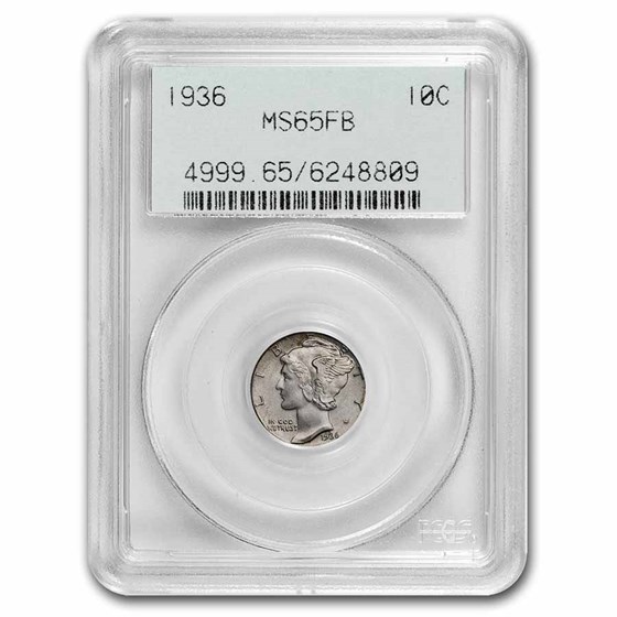 1936 Mercury Dime MS-65 PCGS (OGH, FB) 1936 Mercury Dime MS-65 PCGS (OGH, FB)