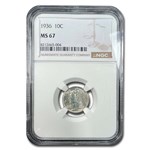 1936 Mercury Dime MS-67 NGC